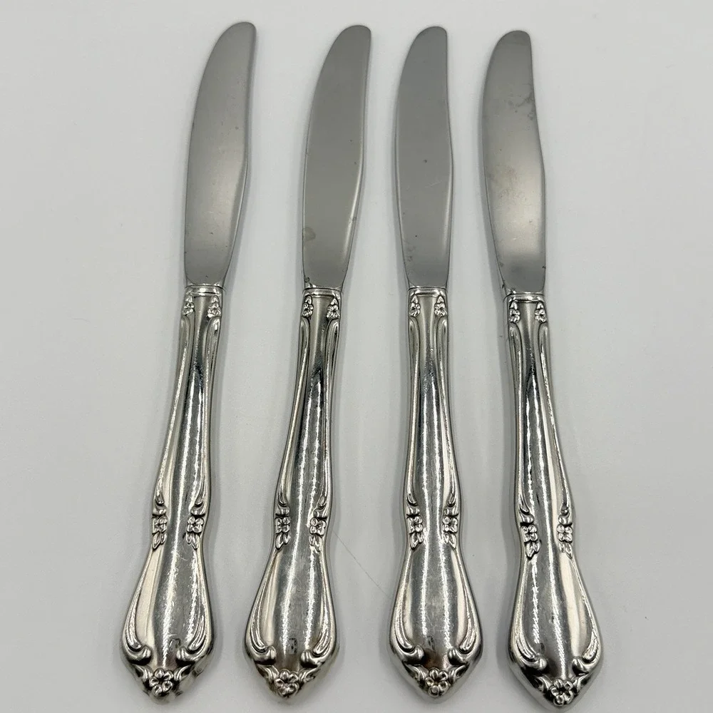 Oneidacraft Deluxe Chateau Dinner Knives Set of 4 Stainless Steel Flatware 8.5
